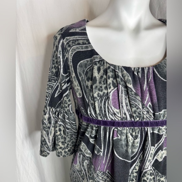 VNTG K Studio Collection Abstract Empire Velvet Waist Dress Size 12P - Picture 3 of 7